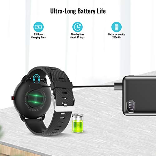 TagoBee Smartwatch Reloj Inteligente Hombre Mujer IP67 Pulsera Actividad Con Monitor de Sueño Pulsómetros,1.3inch Pantalla Táctil Completa Reloj deportivo hombre Con Podómetro Caloría para Android iOS