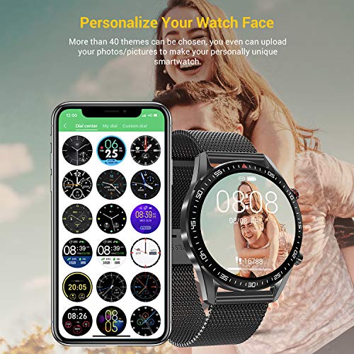 TagoBee Smartwatch Reloj Inteligente Hombres Mujer con Monitor de Sueño Presión Arterial Pulsómetros,1.3inch Pantalla Táctil Impermeable IP67 Reloj Deportivo Hombre Caloría Podómetro para Android iOS
