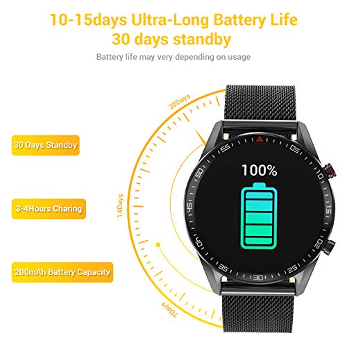 TagoBee Smartwatch Reloj Inteligente Hombres Mujer con Monitor de Sueño Presión Arterial Pulsómetros,1.3inch Pantalla Táctil Impermeable IP67 Reloj Deportivo Hombre Caloría Podómetro para Android iOS