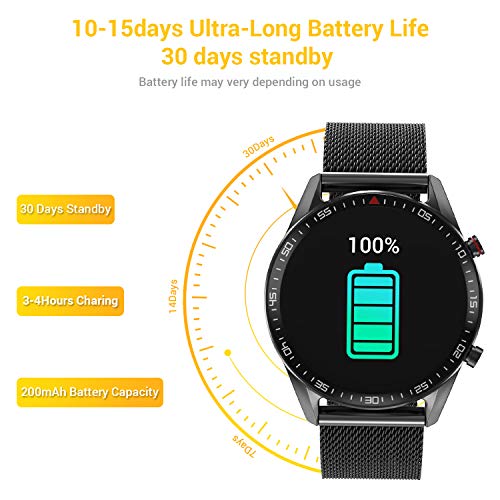 TagoBee Smartwatch Reloj Inteligente Hombres Mujer con Monitor de Sueño Presión Arterial Pulsómetros,1.3inch Pantalla Táctil Impermeable IP67 Reloj Deportivo Hombre Caloría Podómetro para Android iOS