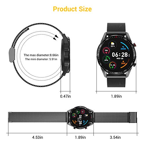 TagoBee Smartwatch Reloj Inteligente Hombres Mujer con Monitor de Sueño Presión Arterial Pulsómetros,1.3inch Pantalla Táctil Impermeable IP67 Reloj Deportivo Hombre Caloría Podómetro para Android iOS