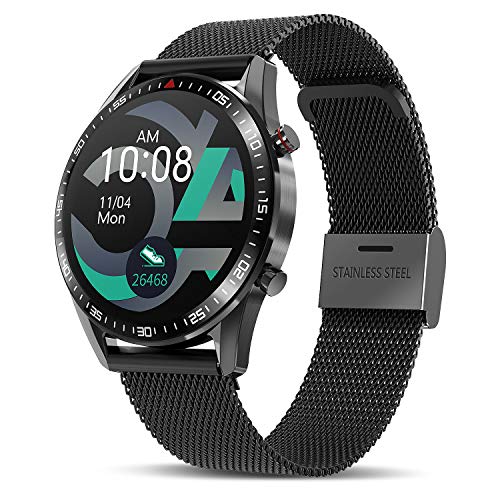 TagoBee Smartwatch Reloj Inteligente Hombres Mujer con Monitor de Sueño Presión Arterial Pulsómetros,1.3inch Pantalla Táctil Impermeable IP67 Reloj Deportivo Hombre Caloría Podómetro para Android iOS