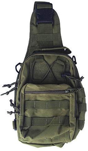 Tailcas Deportes Al Aire Libre Ejército Militar Combate Táctico Nylon Hombro Correa Bolso Bandolera Cartera Viaje Mochila Adecuado para Camping Viaje Senderismo - Verde Militar