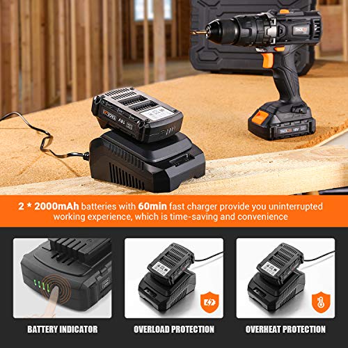 Taladro Atornillador 18 V, TACKLIFE Taladro Percutor,Max 35Nm, 2x 2.0Ah Baterías Litio 18V, 13 mm Portabrocas Automatico,1H Carga Rápida - PCD04B Taladro Atornillador 18 V, TACKLIFE Taladro Percutor,Max 35Nm, 2x 2.0Ah Baterías Litio 18V, 13 mm Portabrocas Automatico,1H Carga Rápida - PCD04B