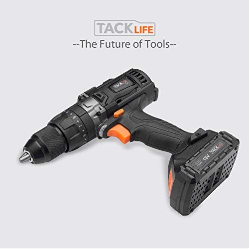 Taladro Atornillador 18 V, TACKLIFE Taladro Percutor,Max 35Nm, 2x 2.0Ah Baterías Litio 18V, 13 mm Portabrocas Automatico,1H Carga Rápida - PCD04B Taladro Atornillador 18 V, TACKLIFE Taladro Percutor,Max 35Nm, 2x 2.0Ah Baterías Litio 18V, 13 mm Portabrocas Automatico,1H Carga Rápida - PCD04B