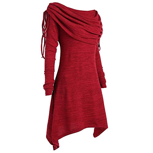Talla Extra Sudadera Sin Capucha Mujer Largo Blusas Camiseta de Manga Larga Cuello Redondo Suelto Túnica Casual Basic Pull-Over Tops Color Sólido Túnica de Cuello Plegable riou Talla Extra Sudadera Sin Capucha Mujer Largo Blusas Camiseta de Manga Larga Cuello Redondo Suelto Túnica Casual Basic Pull-Over Tops Color Sólido Túnica de Cuello Plegable riou