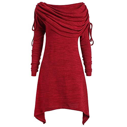 Talla Extra Sudadera Sin Capucha Mujer Largo Blusas Camiseta de Manga Larga Cuello Redondo Suelto Túnica Casual Basic Pull-Over Tops Color Sólido Túnica de Cuello Plegable riou Talla Extra Sudadera Sin Capucha Mujer Largo Blusas Camiseta de Manga Larga Cuello Redondo Suelto Túnica Casual Basic Pull-Over Tops Color Sólido Túnica de Cuello Plegable riou