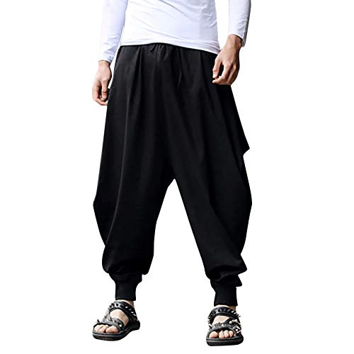 Talla Grande Pantalones Cortos con Bolsillos Pantalones Bombachos para Hombres Estilo Genio para Yoga Holgados pantalón