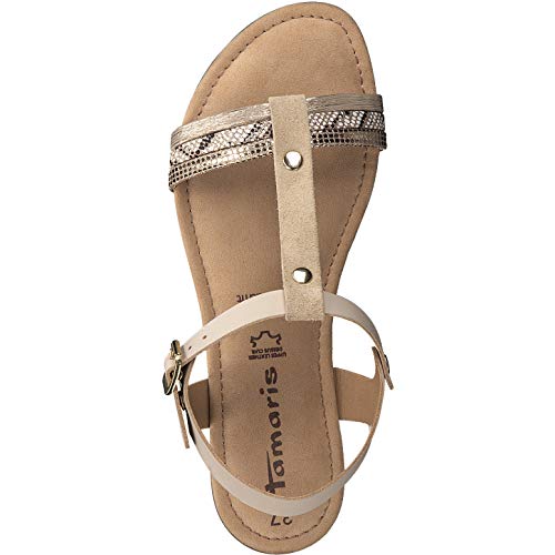 Tamaris Mujer Sandalias de Vestir 28149-24, señora Sandalia con Tiras, Sandalias con Correa,Zapatos de Verano,cómodo,Plana,Nature Comb,39 EU / 5.5 UK Tamaris Mujer Sandalias de Vestir 28149-24, señora Sandalia con Tiras, Sandalias con Correa,Zapatos de Verano,cómodo,Plana,Nature Comb,39 EU / 5.5 UK