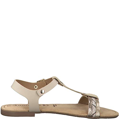 Tamaris Mujer Sandalias de Vestir 28149-24, señora Sandalia con Tiras, Sandalias con Correa,Zapatos de Verano,cómodo,Plana,Nature Comb,39 EU / 5.5 UK