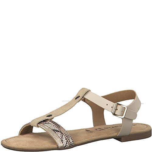 Tamaris Mujer Sandalias de Vestir 28149-24, señora Sandalia con Tiras, Sandalias con Correa,Zapatos de Verano,cómodo,Plana,Nature Comb,39 EU / 5.5 UK