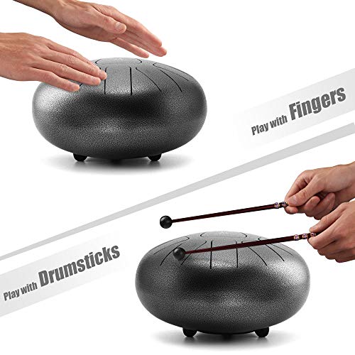 Tambor de Lengua Acero Tambor de Mano 10 pulgadas 11 notasde instrumento de percusión de percusión manual para la meditación personal,yoga, tratamiento de sonido