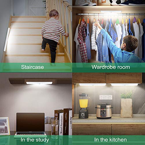 Tanbaby Luz para debajo del armario,4 unidades,24 LED,sensor de movimiento inalámbrico,iluminación debajo del gabinete,cocina, armario,luz nocturna con tira magnética/para armario/pasillo/escaleras Tanbaby Luz para debajo del armario,4 unidades,24 LED,sensor de movimiento inalámbrico,iluminación debajo del gabinete,cocina, armario,luz nocturna con tira magnética/para armario/pasillo/escaleras