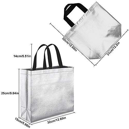 TANCUDER 12PCS Bolsas de Compras Plegables Reutilizables Bolsas para Supermercado Impermeable Bolsa para Regalo Ecológica Grande, Alta Capacidad de Carga, 32 * 28 * 11cm, Bolsas con Asas