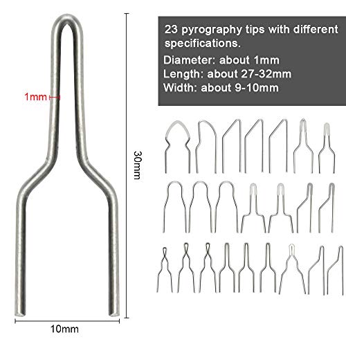 TANCUDER 23 PCS Puntas de Alambre para Pirografía 1mm Puntas de Pirografía de Aleación de Nicromo Puntas de Alambre para Quemar Madera Puntas de Repuesto para Máquina de Pirografía de Alta Impedancia