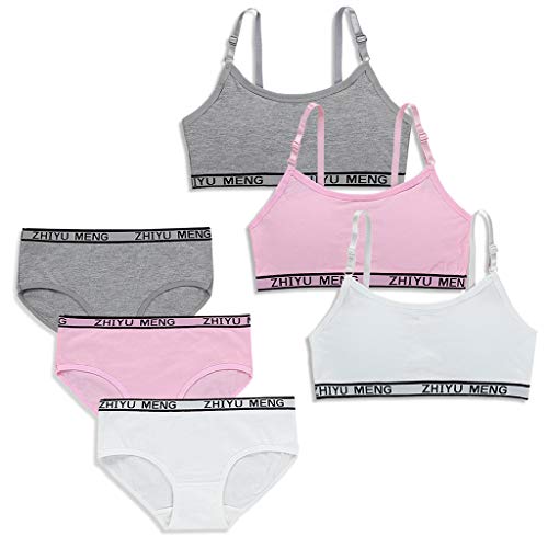 Tandou Set Sujetador Deportivo Niña 8-14 años, Cómodo Bralette con Acolchado (Rosa)