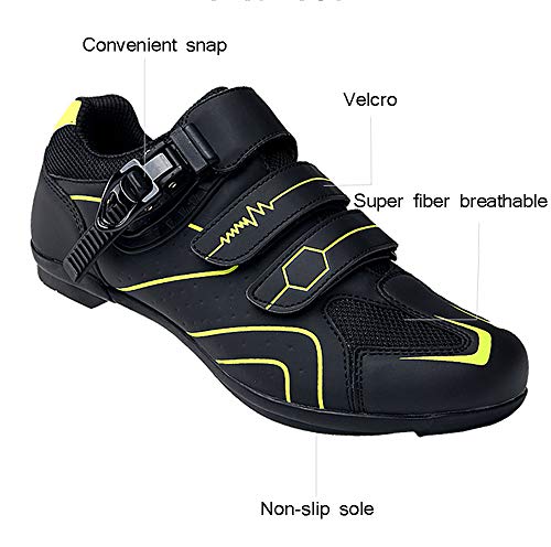 tangjiu Zapatillas de Ciclismo Antideslizantes, Zapatillas de Bicicleta de Carretera y Montaña de Fibra de Carbono Transpirables, Zapatillas Deportivas Asistidas con Tiras Reflectantes (Gris,43)