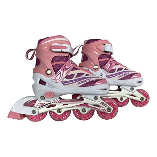 Tante Tina Patines en línea con Luces Que se encienden en Las Ruedas para niños y Adolescentes - Rosa - Talla L (37-40)