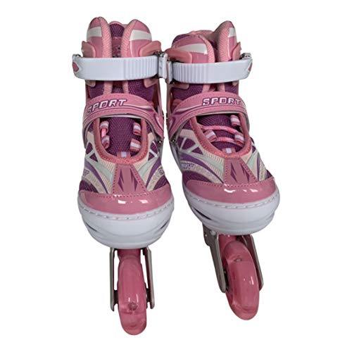 Tante Tina Patines en línea con Luces Que se encienden en Las Ruedas para niños y Adolescentes - Rosa - Talla L (37-40)