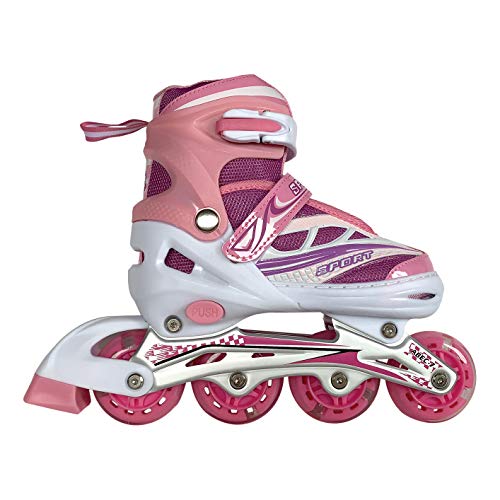 Tante Tina Patines en línea con Luces Que se encienden en Las Ruedas para niños y Adolescentes - Rosa - Talla L (37-40)