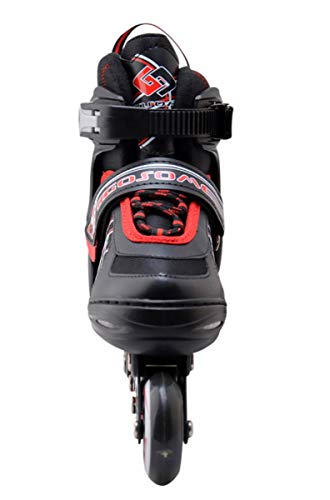 Tante Tina Patines en línea Profesionales con Luces para niños y Adultos - Talla Ajustable - Negro/Rojo - Talla L (38-41) Tante Tina Patines en línea Profesionales con Luces para niños y Adultos - Talla Ajustable - Negro/Rojo - Talla L (38-41)