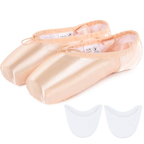 tanzdunsje Zapatillas de Ballet de Punta Zapatillas de Danza Profesionales Rosadas con Cinta Cosida y Almohadillas de Silicona para niñas y Mujeres tanzdunsje Zapatillas de Ballet de Punta Zapatillas de Danza Profesionales Rosadas con Cinta Cosida y Almohadillas de Silicona para niñas y Mujeres