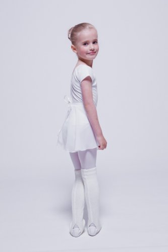 tanzmuster Calentadores de Ballet 'Leo' con Tira para el pie 40 cm para niñas en Blanco