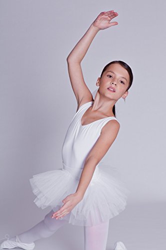 tanzmuster Falda tutú de Ballet 'Pia' para niñas en Blanco, 116/122 (7-8 años)