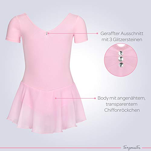 tanzmuster Maillot de Ballet 'Betty' con faldita de Gasa de Manga Corta para niñas en Rosa, 92/98 (3-4 años) tanzmuster Maillot de Ballet 'Betty' con faldita de Gasa de Manga Corta para niñas en Rosa, 92/98 (3-4 años)