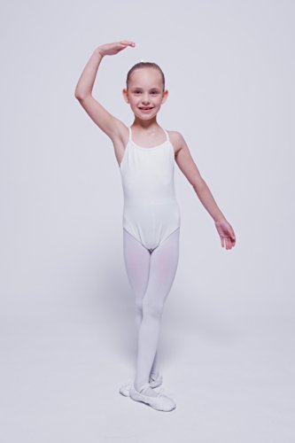 tanzmuster Maillot de Ballet de Tirantes Finos 'Leonie' para niñas en Blanco, 116/122 (7-8 años)