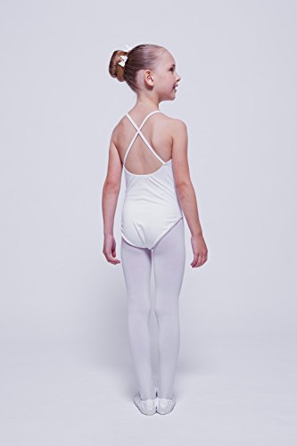 tanzmuster Maillot de Ballet de Tirantes Finos 'Leonie' para niñas en Blanco, 116/122 (7-8 años)