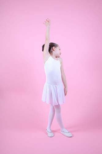 tanzmuster Maillot de Ballet Maggie de algodón de Tirantes Finos con faldita de Gasa para niñas en Blanco, 104/110 (5-6 años) tanzmuster Maillot de Ballet Maggie de algodón de Tirantes Finos con faldita de Gasa para niñas en Blanco, 104/110 (5-6 años)