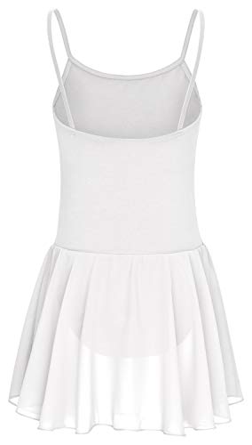 tanzmuster Maillot de Ballet Maggie de algodón de Tirantes Finos con faldita de Gasa para niñas en Blanco, 104/110 (5-6 años) tanzmuster Maillot de Ballet Maggie de algodón de Tirantes Finos con faldita de Gasa para niñas en Blanco, 104/110 (5-6 años)