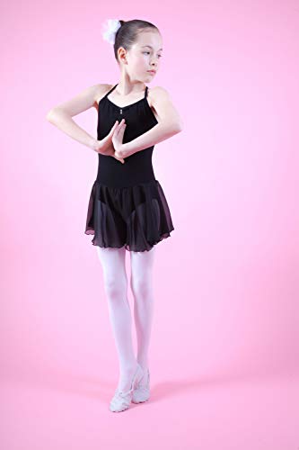 tanzmuster Maillot de Ballet 'Maja' con faldita de Gasa de Tirantes Finos para niñas en Negro, 164/170 (15-16 años)