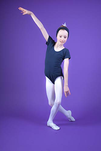 tanzmuster Maillot de Ballet 'Sally' de Manga Corta para niñas en Azul Marino, 140/146 (11-12 años)