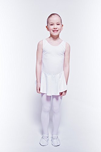 tanzmuster Maillot de Ballet sin Mangas 'Nora' con faldita para niñas en Blanco, 128/134 (9-10 años) tanzmuster Maillot de Ballet sin Mangas 'Nora' con faldita para niñas en Blanco, 128/134 (9-10 años)