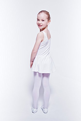 tanzmuster Maillot de Ballet sin Mangas 'Nora' con faldita para niñas en Blanco, 128/134 (9-10 años) tanzmuster Maillot de Ballet sin Mangas 'Nora' con faldita para niñas en Blanco, 128/134 (9-10 años)