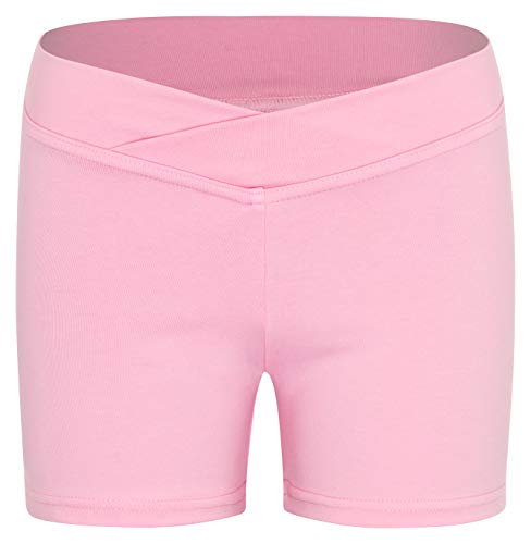 tanzmuster ® Pantalón corto de ballet para niña, de tejido de algodón suave, para ballet, color rosa, talla: 140/146