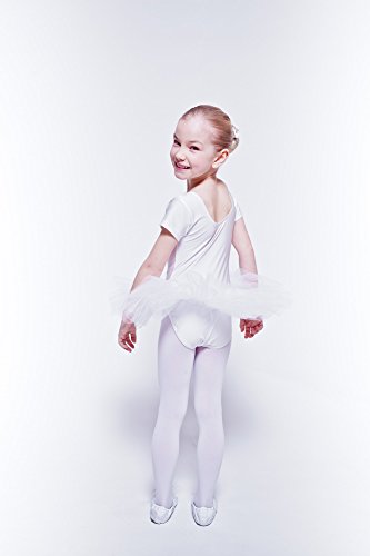 tanzmuster tutú de Ballet 'Alina' de Manga Corta para niñas en Blanco, 104/110 (5-6 años)