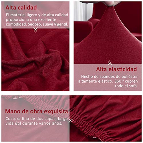 TAOCOCO Funda para sofá en Forma de L Funda elástica elástica 2 Juegos para 3 Asientos + 3 Asientos, con Funda de cojín de 2 Piezas (Rojo) TAOCOCO Funda para sofá en Forma de L Funda elástica elástica 2 Juegos para 3 Asientos + 3 Asientos, con Funda de cojín de 2 Piezas (Rojo)