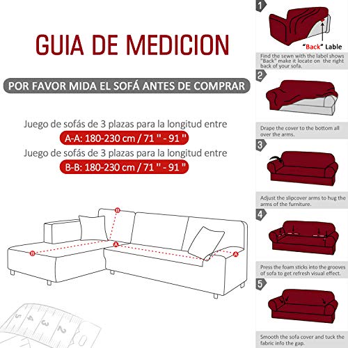 TAOCOCO Funda para sofá en Forma de L Funda elástica elástica 2 Juegos para 3 Asientos + 3 Asientos, con Funda de cojín de 2 Piezas (Rojo) TAOCOCO Funda para sofá en Forma de L Funda elástica elástica 2 Juegos para 3 Asientos + 3 Asientos, con Funda de cojín de 2 Piezas (Rojo)