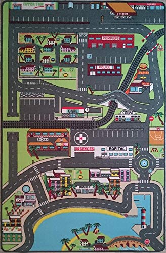 TAPITOM Alfombra de la Ciudad para los niños Sala de Juegos 130 x 200 cm – Circuito de la Ciudad para los Coches pequeños