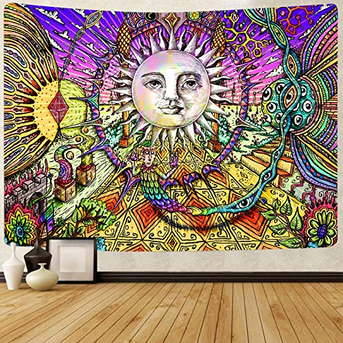 Tapiz Decoración Tapiz De Mandala para Colgar En La Pared, Tapiz De Pared Celestial, Alfombras De Pared Hippie, Decoración De Dormitorio, Tapiz Psicodélico, 203,2X152,4 Cm 2Tg Entrega Rápida Gratuita