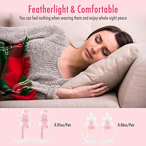 Tapones para los oídos para dormir para mujeres, Hearprotek 2 pares Protección Auditiva Tapones(32db & 30db) para Traviesas laterales, ronquidos, viajes, trabajo(rosa) Tapones para los oídos para dormir para mujeres, Hearprotek 2 pares Protección Auditiva Tapones(32db & 30db) para Traviesas laterales, ronquidos, viajes, trabajo(rosa)