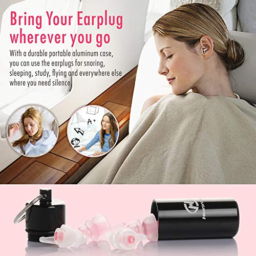 Tapones para los oídos para dormir para mujeres, Hearprotek 2 pares Protección Auditiva Tapones(32db & 30db) para Traviesas laterales, ronquidos, viajes, trabajo(rosa) Tapones para los oídos para dormir para mujeres, Hearprotek 2 pares Protección Auditiva Tapones(32db & 30db) para Traviesas laterales, ronquidos, viajes, trabajo(rosa)