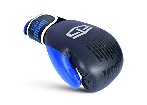 Tapout Guantes de Boxeo atómicos de Piel Dura para niños y Adultos, tamaños 4 oz - 16 oz ** envolturas para Manos Gratis ** … (Gris/Azul, 6 oz)