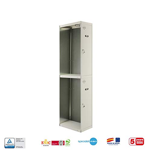 Taquilla desmontada adicional 1 cuerpo 2 puertas Gris/Gris Simonrack 1800x300x500 mms -Taquilla para colegio - Taquilla industrial - taquilal de vestuario - Necesita un módulo inicial