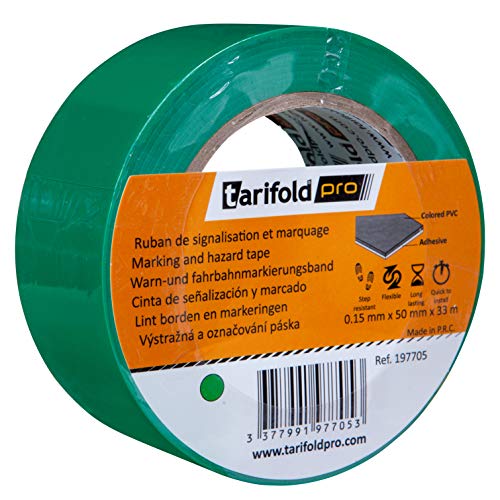 Tarifold 1 Cinta Adhesiva Suelo, Señalización, Seguridad, color Verde-Rollo 50mm x 33m, 50 mm x 33 M Tarifold 1 Cinta Adhesiva Suelo, Señalización, Seguridad, color Verde-Rollo 50mm x 33m, 50 mm x 33 M