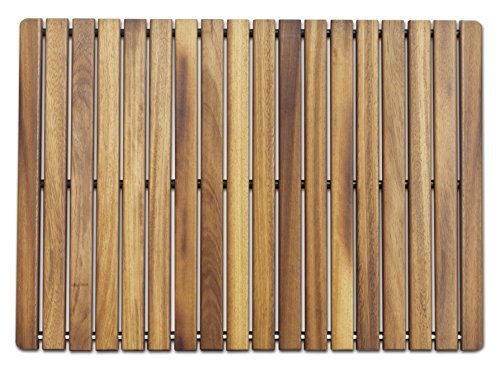 Tarima / Alfombrilla FLEXIBLE para ducha y baño, en madera de teca (50 x 70 cm)