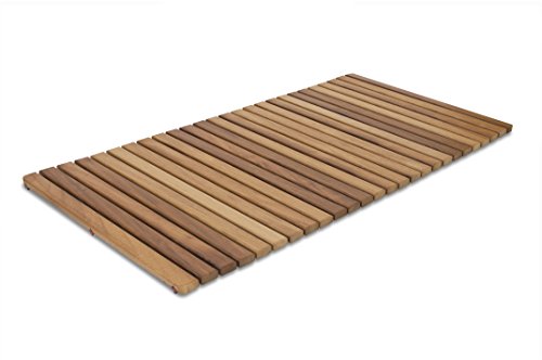 Tarima/Alfombrilla FLEXIBLE para ducha y baño, en madera de teca (50 x 100 cm)